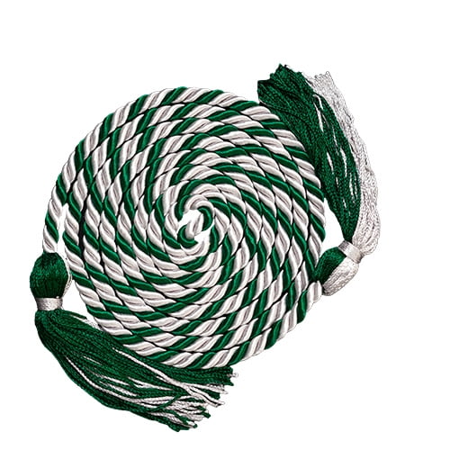 Honors Graduation Academic Honor Cord | Silver/Green with Mixed Tassel
