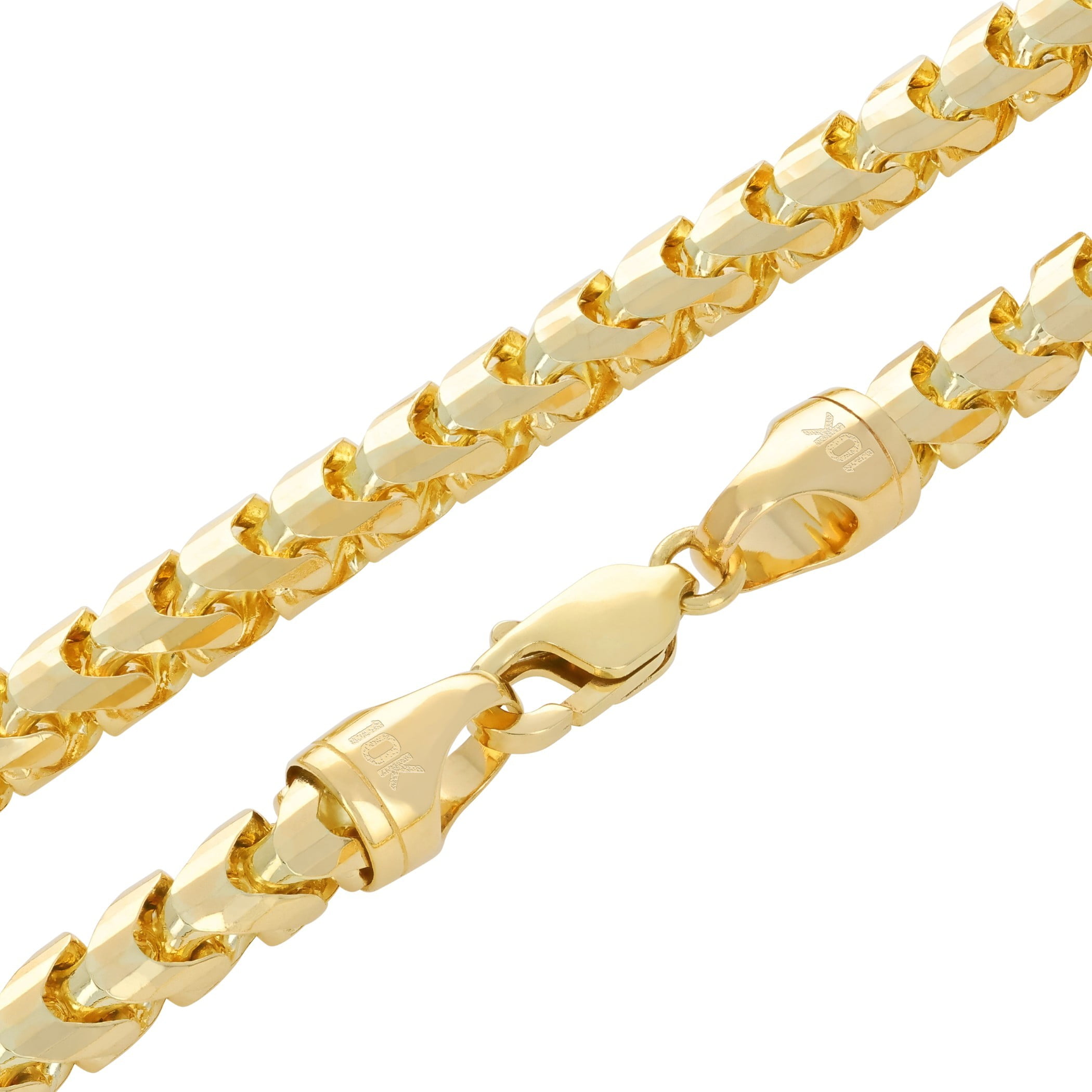 Nuragold 10k Real Yellow Gold Solid Franco Diamond Cut 6mm Spiga Wheat Chain Bracelet (7"-9") Italian Jewelry for Men