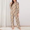 thumbnail image 2 of KLL Cute Puppy Print Women's Long Sleeve Pajamas with Pants Sleepwear Loungewear 2 Set-Large, 2 of 7