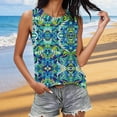 thumbnail image 1 of Pounoo Débardeurs pour Femmes Imprimé Tropical Sans Manches Col Rond Coupe Ample Respirant Extensible Pulls Décontractés Blouses Quotidiennes Style Vacances Cadeau, 1 of 6