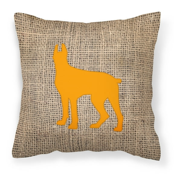 Carolines Treasures BB1081-BL-OR-PW1414 Great Dane Burlap and Orange Canvas Fabric Decorative Pillow BB1081 14Hx14W