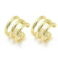 thumbnail image 2 of 5 pair Brass Multi Lines Cuff Earrings Non Piercing Earrings Real 18K golden Plated 12x9x12.5mm, 2 of 2