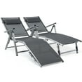 thumbnail image 2 of Gymax 2PCS Patio Lounge Chair Rustproof Aluminum Folding Chaise w/ Adjustable Backrest & Footrest, 2 of 10