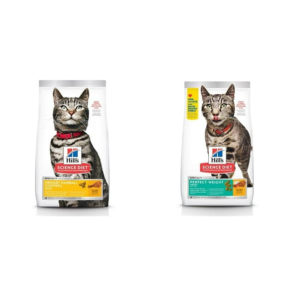 Hill's Science Diet Adult Urinary & Hairball Control Dry Cat Food, Chicken Recipe, 3.5 lb Bag & Dry Cat Food, Adult, Perfect Weight for Healthy Weigh