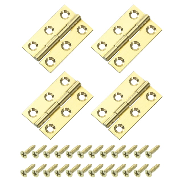 Uxcell 4 Paquete de Bisagras de Gozne Plegables, 1.5 Pulgadas de Latón, Bisagras de Puerta Pequeñas para Gabinete