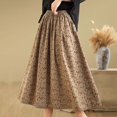 thumbnail image 2 of Beige Juniors Floral Print Loose Fit Faux Gauze Linen Skirt for Women Maxi Long Midi Knee High Lounge Boho Ruched with Slit 2025 Soft Comfy Clothes Trendy XL, 2 of 9
