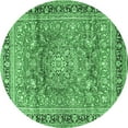 thumbnail image 1 of Ahgly Company Indoor Round Medallion Emerald Green Traditional Area Rugs, 5' Round, 1 of 4