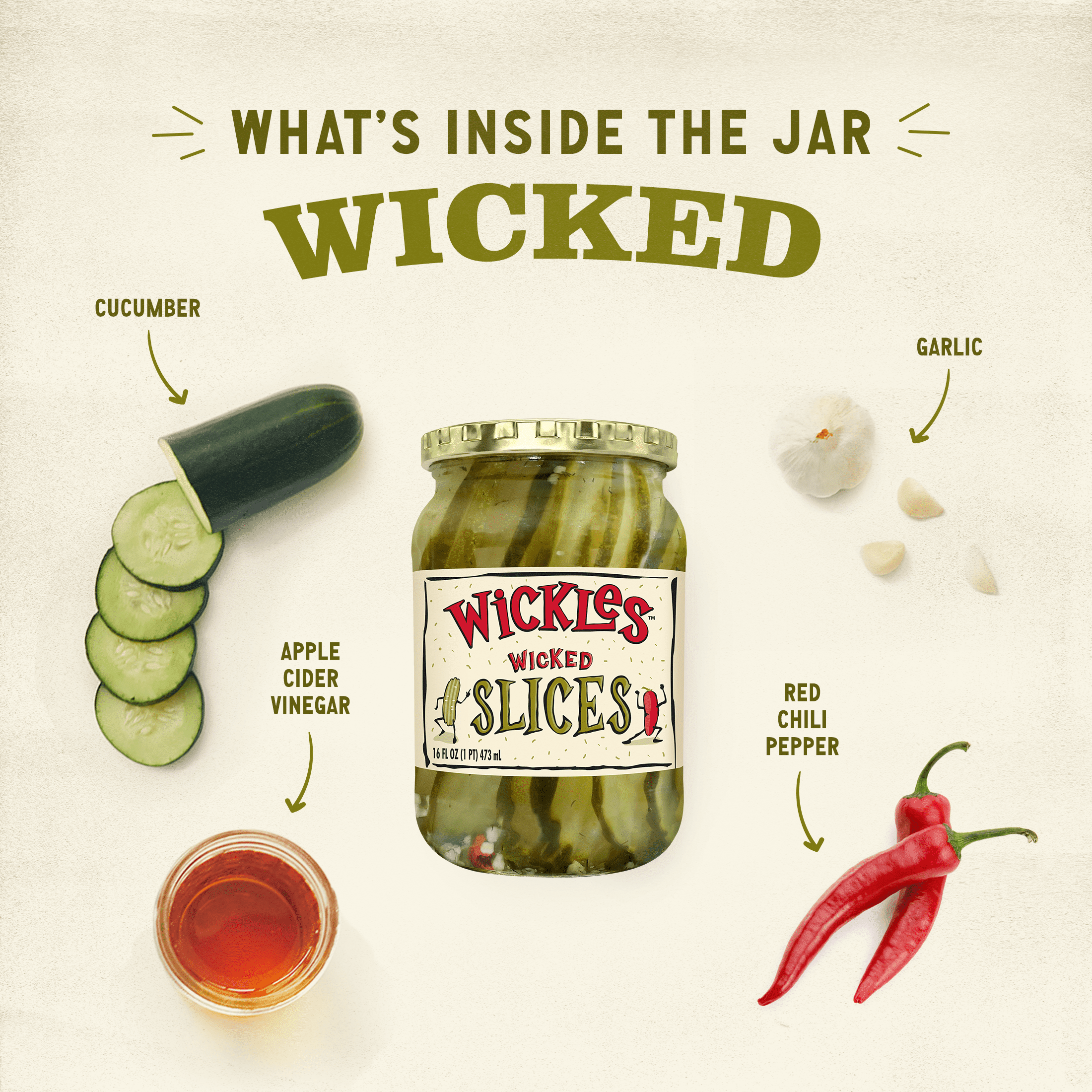 Wickles Wicked Pickle Slices, 16 fl oz Jar