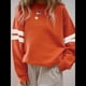 thumbnail image 5 of Sudadera Holgada A Rayas para Mujer (Otoño 2025), Cuello Redondo, Larga, Informal, con Bloques de Color Naranja S, 5 of 8