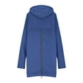 thumbnail image 5 of GaThRRgYP Womens Jackets Plus Size,Women's Solid Color Jacket Thickening and Fleece and Winter Casual Zipper Long Sleeve Pocket Hooded Long Sweater Blue XL, 5 of 9