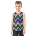 thumbnail image 2 of Neon Green Purple Blue Black V-lines Vest Undershirt Tank Top Sleeveless Quick Dry L, 2 of 7
