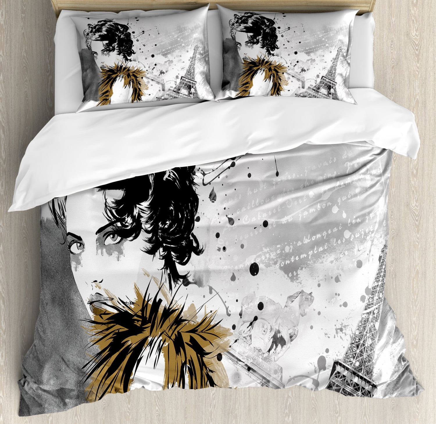 Modern Decor King Size Duvet Cover Set Posing Fashion Model Girl