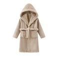 thumbnail image 1 of Splozh Girls Fleece Robe Girls Fleece Bathrobe Hooded Kids Sleep Robe Flannel Sleepwear Soft Fuzzy Robes Coffee,5-8 Years, 1 of 3