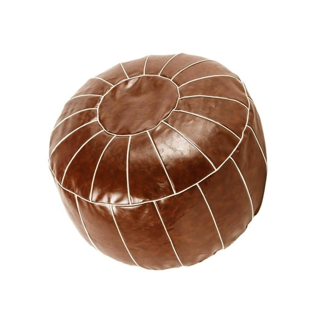 Handmade Boho Moroccan Pouf Cover Unfilled Dark Brown