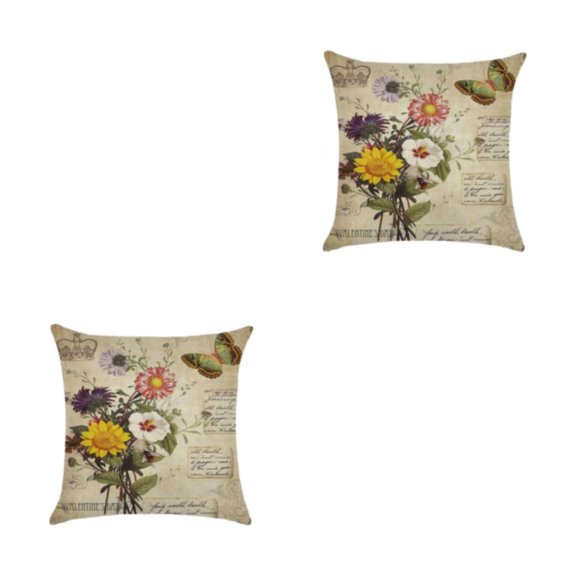 Inteprter Funda de cojín decorativa con estilo para cambiar fácilmente, funda de almohada de flores de amplia aplicación, kztym001-6 kztym001-6 2Conjunto
