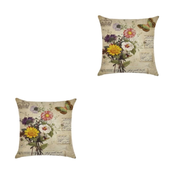Inteprter Funda de cojín decorativa con estilo para cambiar fácilmente, funda de almohada de flores de amplia aplicación, kztym001-6 kztym001-6 2Conjunto