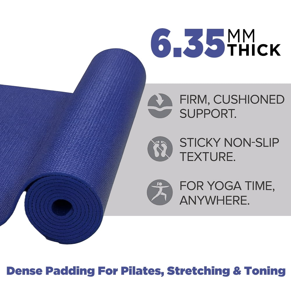 AFG Premium Non Slip Yoga Mat ¼-Inch Thick Dense Padding For Pilates, Stretching & Toning Workouts For Men & Women 68" x 24"