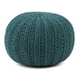thumbnail image 3 of WyndenHall  Grandville Boho Round Hand Knit Pouf Teal, 3 of 5