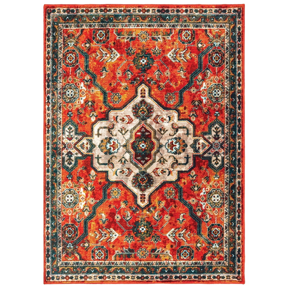 Sphinx Sedona Area Rug 9589A Traditional Orange Scrolls Garlands