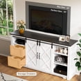 thumbnail image 2 of SESSLIFE Fireplace TV Stand for 65 Inch TV, 30'' Tall Farmhouse TV Stand with 2 Drawers & Sliding Barn Door, Entertainment Center with 3D Flame Electric Fireplace Heater, White+Black, 2 of 8