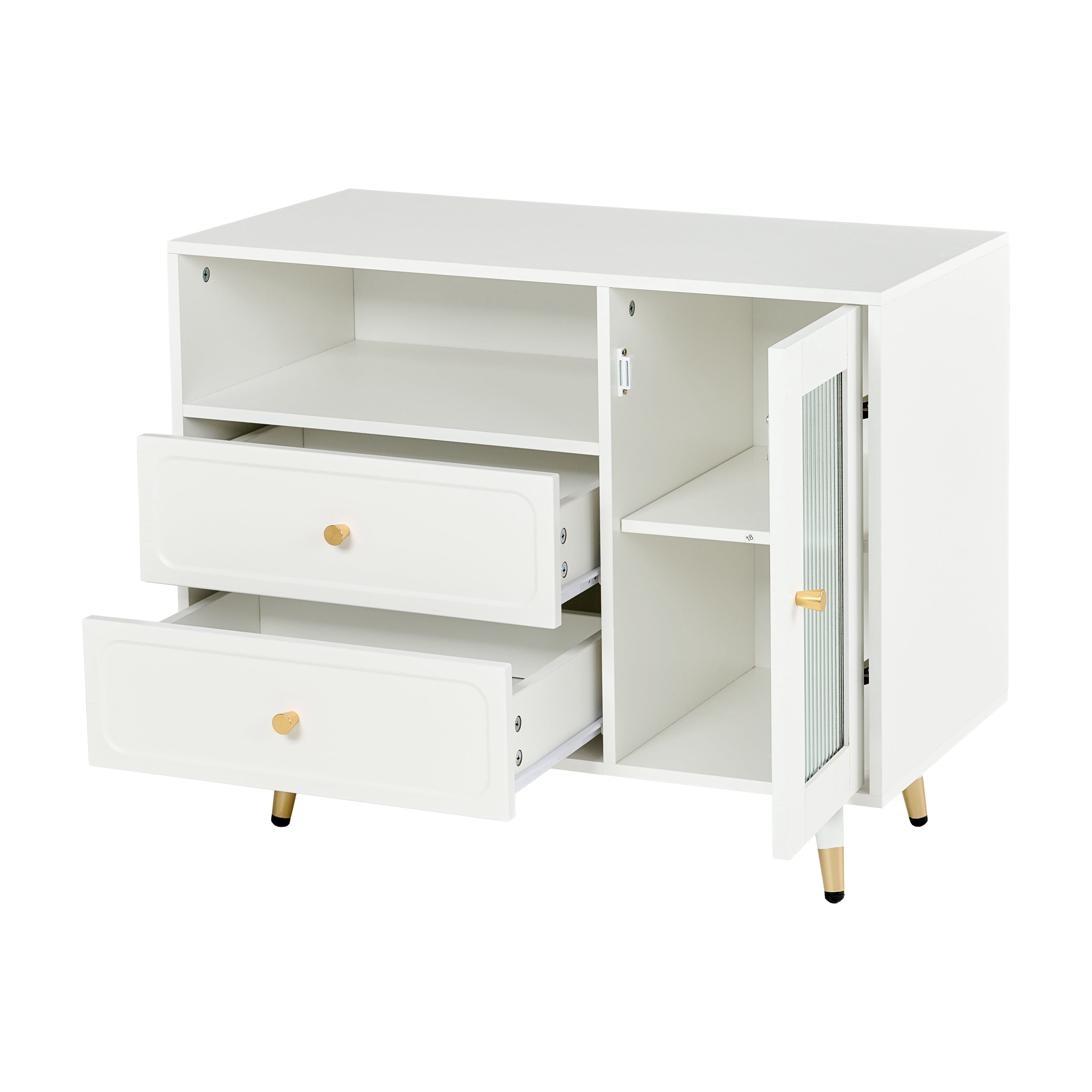 Modern Makeup Vanity with Lights, Drawers & Outlet, White