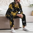 thumbnail image 7 of Salouo Hohey Bee Golden Embroidery Print Button-Front Long Sleeve Pajama Set for Men, Soft 2Pjs Men's Long Sleeve Sleepwear-Large, 7 of 7