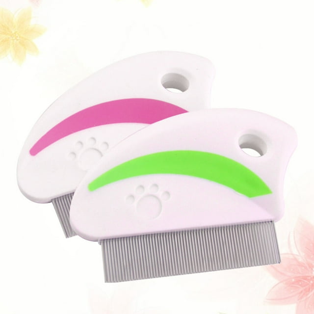 OULII 4 Pcs Peigne Anti-Puces en Acier Inoxydable pour Chats Rouge Toilettage pour Animaux avec Poignée Ergonomique Conçue