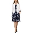 thumbnail image 1 of Conjunto de vestido y chaqueta de 2 piezas INSPIRE CHIC para mujer, vestido sin mangas de gasa con estampado floral y chaqueta de panel contrastante, conjunto azul talla S, 1 of 6