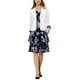 thumbnail image 1 of Conjunto de 2 piezas de vestido y chaqueta INSPIRE CHIC para mujer, vestido sin mangas de gasa con estampado floral y conjunto de chaqueta con panel de contraste, talla L azul, 1 of 6