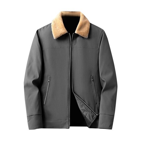 Vedolay Men Coats Winter Male Fall Coat Slim Fit Winter Jacket Grey,L