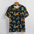 thumbnail image 3 of Excavator Construction Vehicle Truck Womens Tops Women's Fashion Casual Short Sleeve Flower Print Round Neck Pullover Top Blouse, 3 of 6