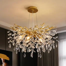 Depuley 9 Light Luxury Gold Crystal Chandelier Modern Flush