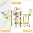thumbnail image 2 of Lamerge 2-Person Dining Set, 3-Piece Bar Table and Chair Set, Kitchen Counter-Height Dining Table Set, Compact Kitchen Dining Table with Storage, Small Space Breakfast Nook Set, White/Gold, 2 of 8