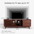 thumbnail image 2 of JOINCE,66" TV Stand for 60/65/75 inch tv, Mid Century Modern Entertainment Center/TV Stand and Media Console Table with Drawer and Shelf, Slatted Door TV Console for Living Room, Bedroom, Walnut, 2 of 15