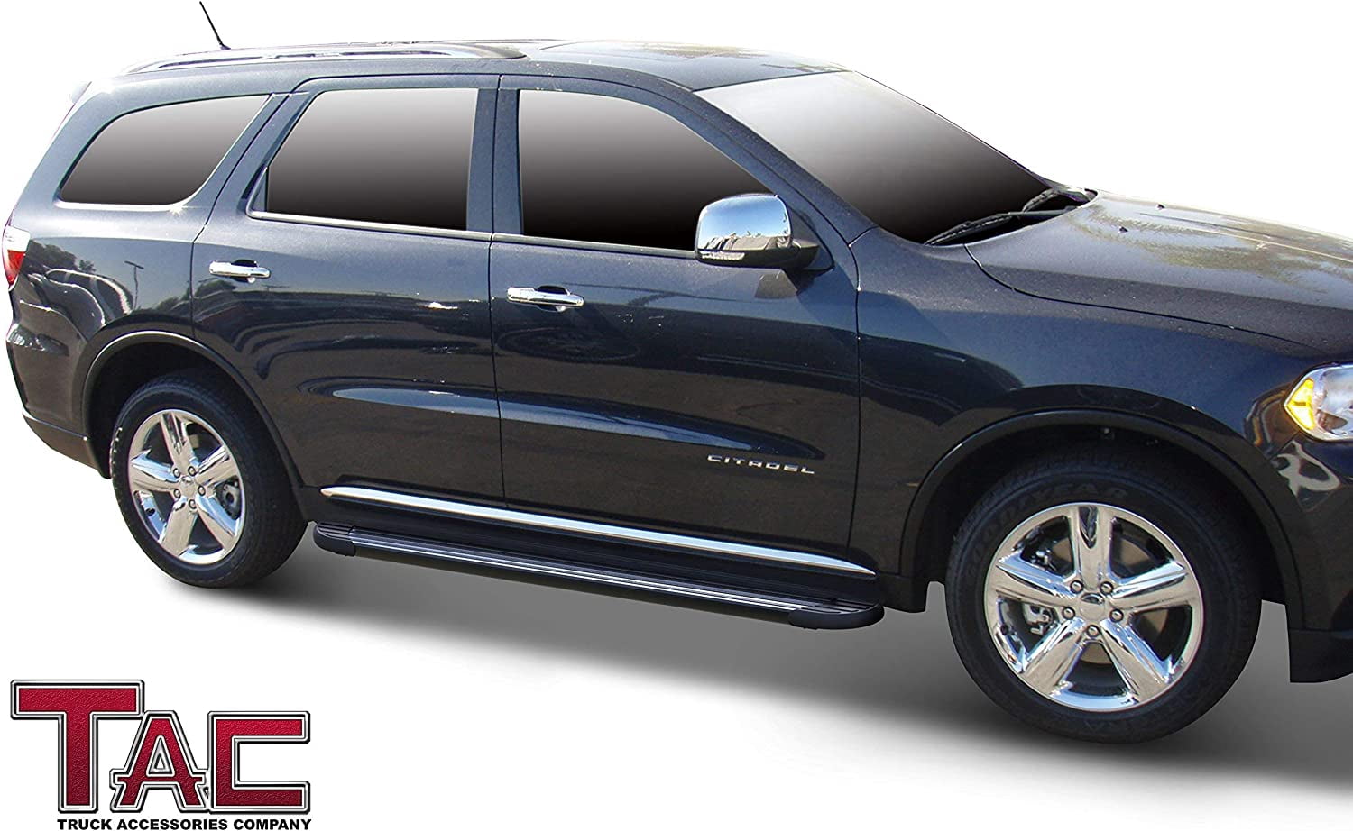TAC Running Boards Fit 2011-2025 Durango(Excl. R/T, GT, GT Plus and SRT models) Aluminum SUV Black Side Steps Nerf Bars Step Rails Running Boards Off Road Exterior Accessories (2 Pieces)