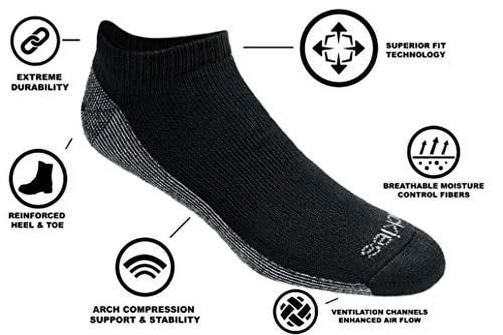 Dickies Men's Dri-Tech Moisture Control 6-Pack No Show Socks,, Black, Size 6.0