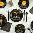 thumbnail image 4 of 170-Piece 70th Birthday Party Supplies, Serves 24 Black and Gold Plates, Napkins, Cups, Cutlery, Tablecloth and Banner, 4 of 10