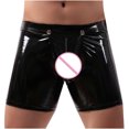 thumbnail image 4 of DPTALR Hommes Slips Décontractés Solides Culottes en Cuir Verni Sexy Taille Basse Boxeurs Boutonnés devant, 4 of 9