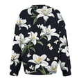 thumbnail image 4 of YueHuiYing Women's Oversized Hoodie - Black Base with Colorful Floral Pattern V-Neck Long Sleeves Drop Shoulders Ribbed Cuffs Pockets - Unique Top, 4 of 5