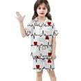 thumbnail image 3 of Pajamas for Girls 3pcs Satin Button Down Pjs Short Sleeve Top Shorts & Long Pants Cute Cartoon Valentine's Day Pajama Sets Silky Nightwear 3pcs Sleepwear, 3 of 6