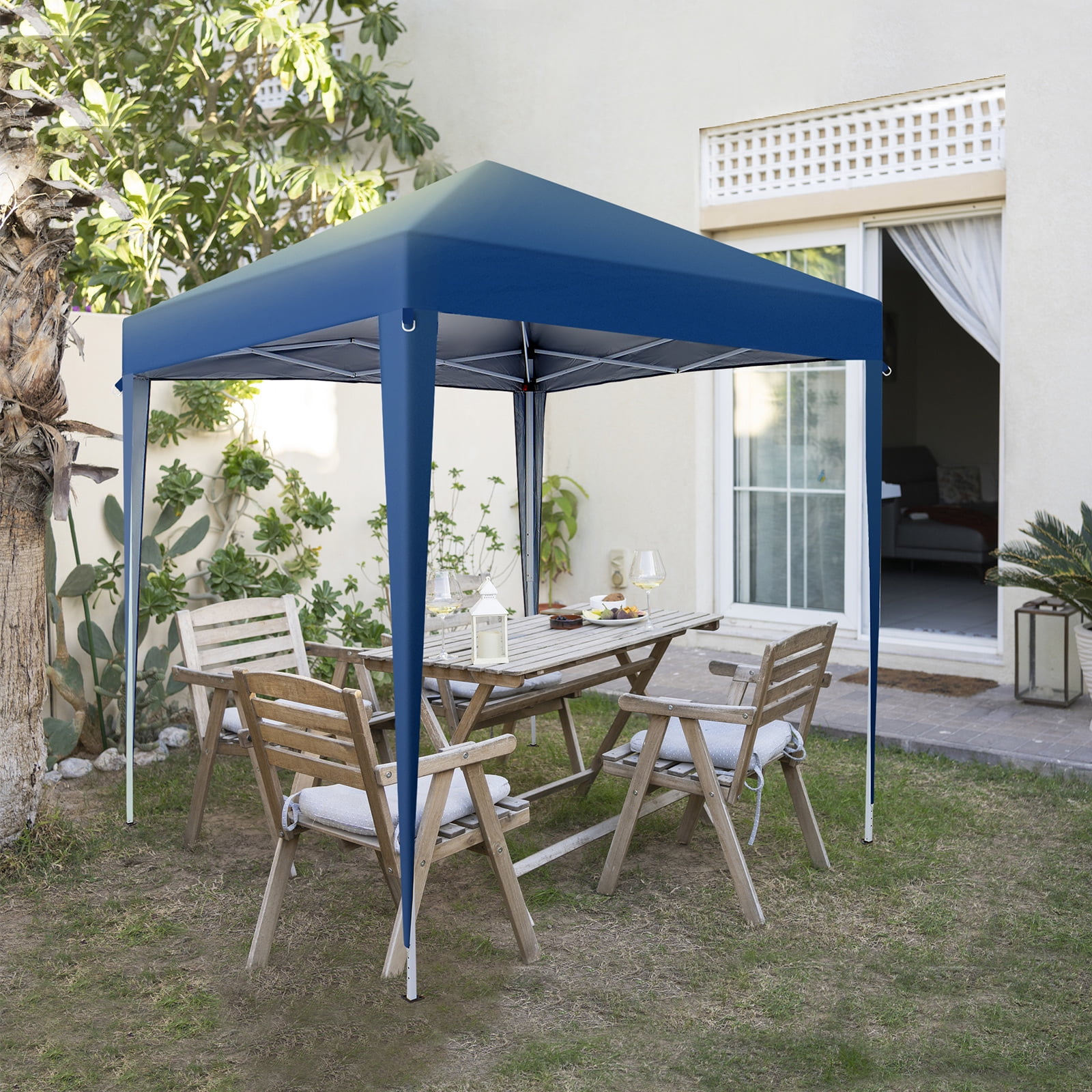 2x2m waterproof right-angle folding tent, outdoor pop-up awning with portable bag, suitable for camping, outdoor activities, stalls, commercial activities. Blue