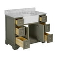 thumbnail image 2 of Zelda 42" Farmhouse Bathroom Vanity with Weathered Gray Cabinet and Carrara Marble Top, 2 of 6