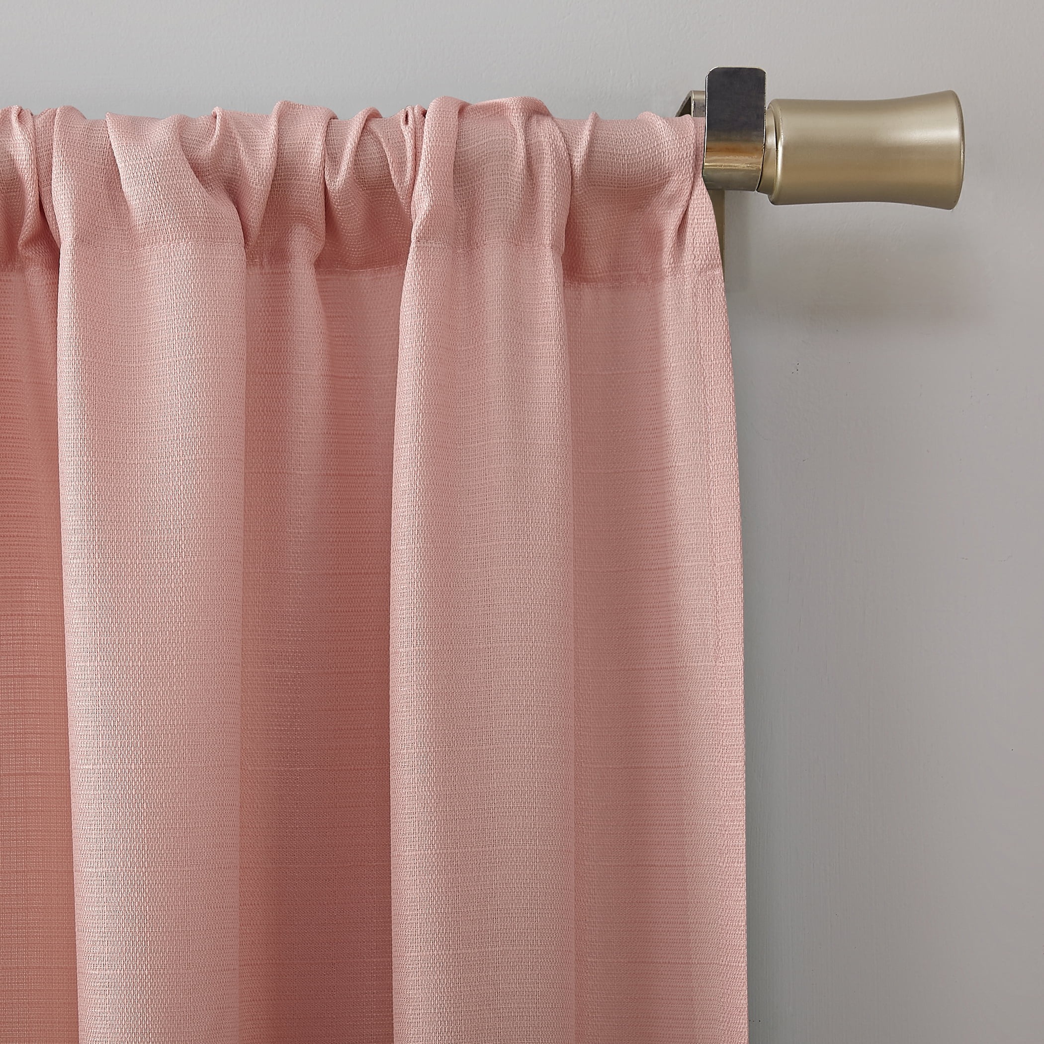 Mainstays Lauren Semi Sheer Textured Solid Rod Pocket Curtain, Single Panel, Blush, 38" W x 84"L