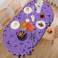 thumbnail image 5 of Halloween Oval Tablecloth, 6084 Inch, Purple Bat Washable Table Cover for Party Picnic Dinner Table Decor, 5 of 6