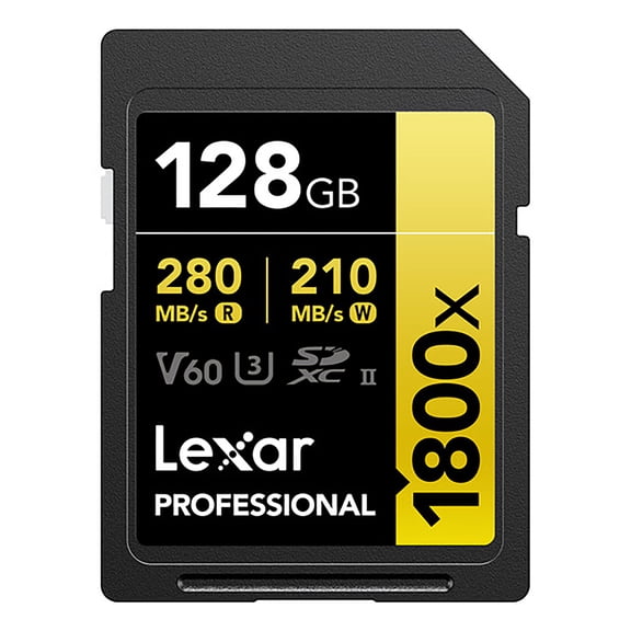 Lexar Professional GOLD Series 1800x SDXC UHS-II Memory Card, 128 GB