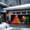 thumbnail image 2 of DAMAI Christmas Garage Door Cover Fluorescent Christmas Door Cover Large Garage Door Xmas Cover, 13x6 ft UV-Reactive Glow in Dark Banner with Santa & Elf, Outdoor Indoor Holiday Party Backdrop, 2 of 7