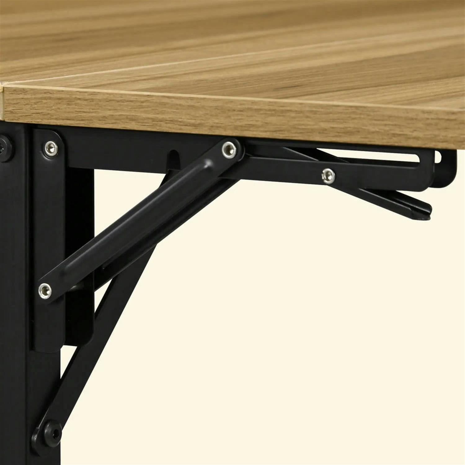 Demi Bonn 47" Solid Wood Rustic Kitchen Table for 2 to 4 People, Industrial Drop Leaf Dinner Table for Dining Room, Home Office, Living Room Furniture, Brown