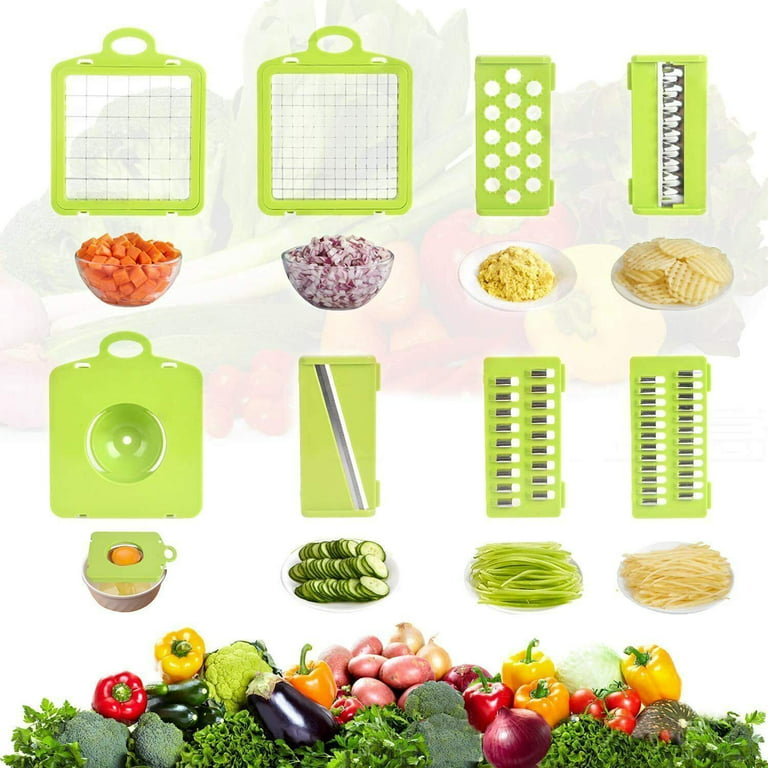 MZAWLHA Vegetable Chopper, Multifunctional 15 in 1 professional food  chopper, with 8 Blade for Onion Potato Tomato Cucumber Carrot Container Egg