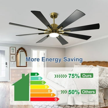 DigLED Remote Ceiling fan with Lights Large 8 Wooden Blades 60" - Bronze