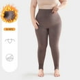 thumbnail image 2 of Rohuuque Long Johns Thermal Pants for Women Stirrup Thermal Leggings Light Fleece Lining Tummy Control Ankle Length Coffee, 2 of 4